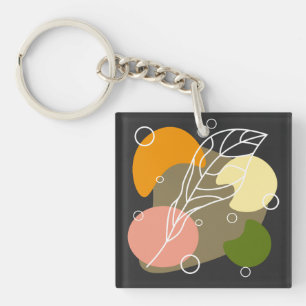 Interesting abstract spots with leaves keychain