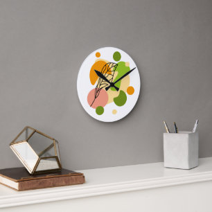 Interesting abstract spots with leaves round clock