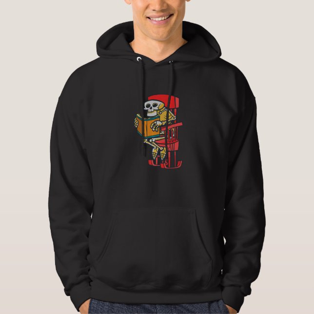 interesting book reading old man skeleton hoodie (Front)