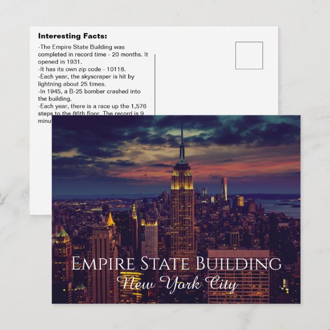 Interesting Empire State Building Facts Postcard (Front/Back)