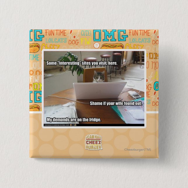 Interesting sites 2 inch square button (Front)