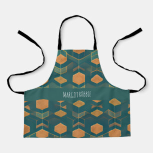 Interfacing Cube Blue Monochromatic Pattern Apron
