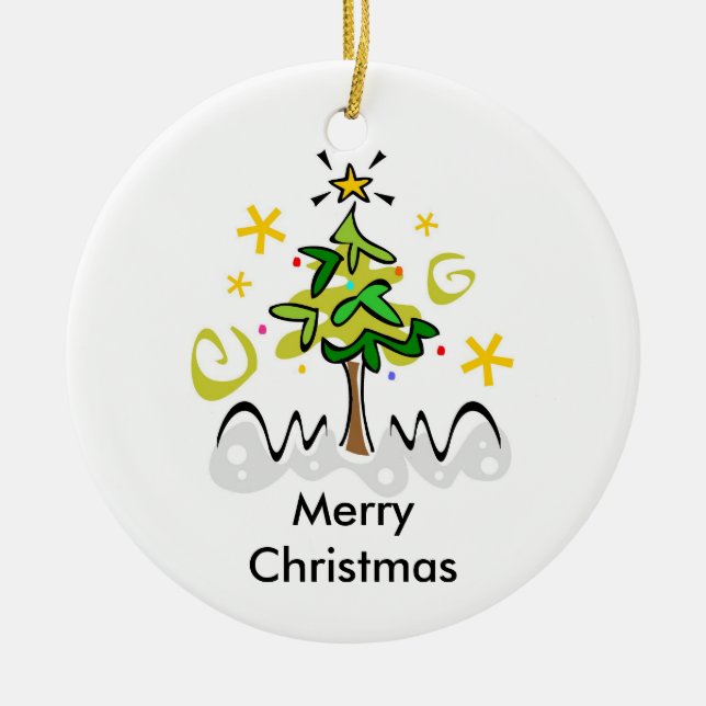 Interfaith Christmas and Hanukkah Ceramic Ornament (Front)