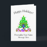 Interfaith Happy Holidays Card<br><div class="desc">Christmas gifts and Chanukah menorah ornaments for interfaith families who are Jewish and Christian celebrating both holidays this season.</div>