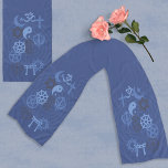 Interfaith Minister Stole (Dark Blue) Scarf<br><div class="desc">Beautiful scarf in shades of dark blue with symbols of different religions and a labyrinth in the background. Suitable for an interfaith minister to use as a ceremonial stole.</div>