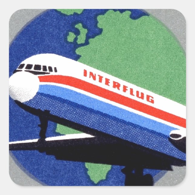 INTERFLUG - Airline of DDR, GDR - East Germany Ost Square Sticker (Front)