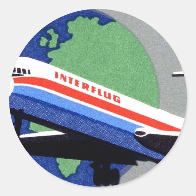 INTERFLUG - National Airline of DDR, East Germany Classic Round Sticker (Front)