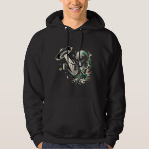 Intergalactic Coffee - Alien Coffee Grunge Art Hoodie