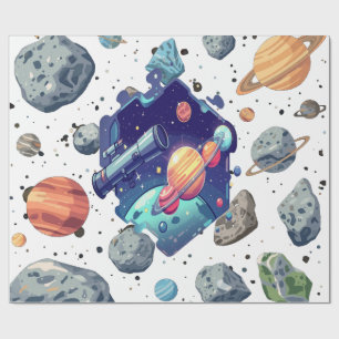 Intergalactic Nebula Gift Wrap White