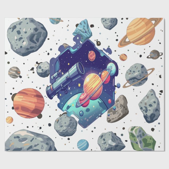 Intergalactic Nebula Gift Wrap White (Flat)