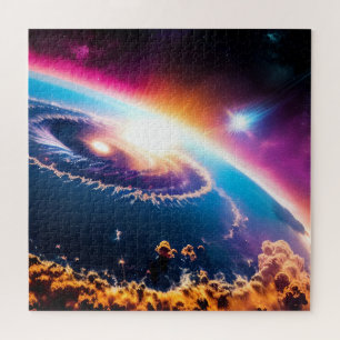 Intergalactic Stars Flying into Planet Jigsaw Puzzle