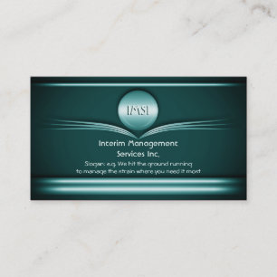 Interim Managers - Art Deco Style Teal Metal Business Card