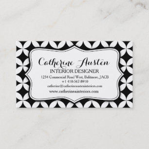 Interior design business circular black white mono card