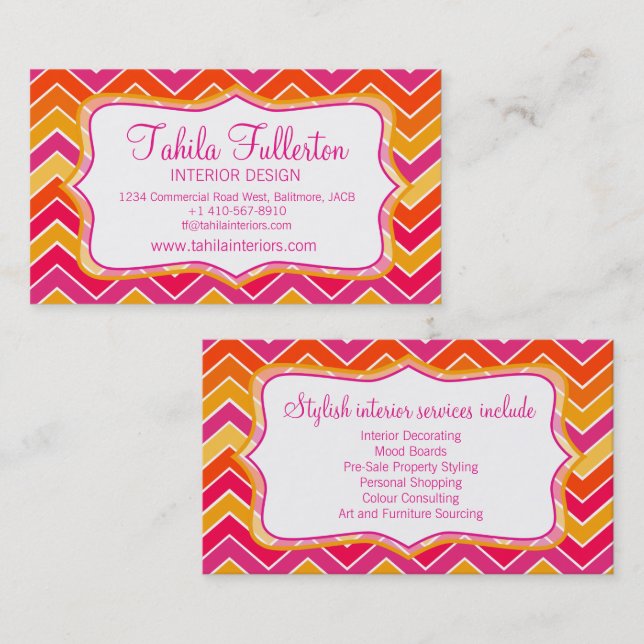 Interior design chevron zigzag bold business card (Front/Back)