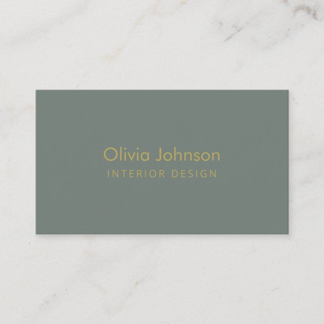 Interior Design Chic Gold Green Business Card (Front)