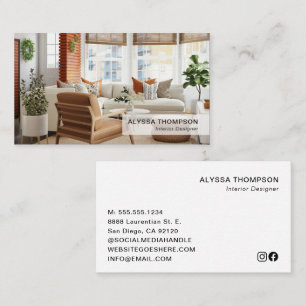 Interior Design Custom Photo Modern Stylish Business Card