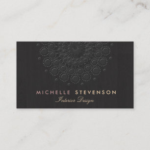 Interior Design Elegant Embossed Motif Look Black Business Card