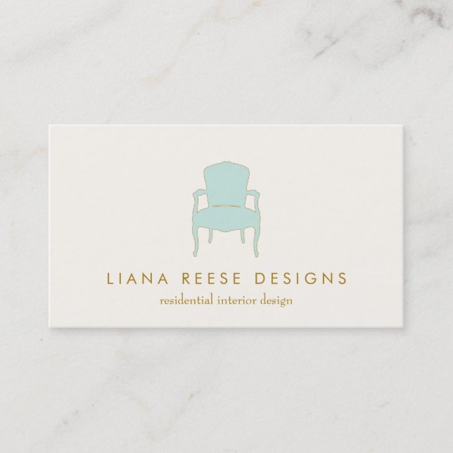 Interior Design  French Chair Logo Business Card (Front)