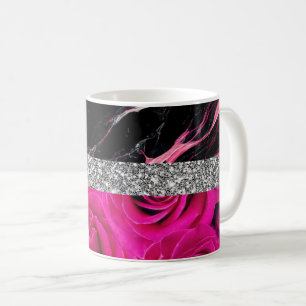Interior Design Home Black Glitter Marble Coffee Mug