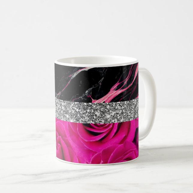 Interior Design Home Black Glitter Marble Coffee Mug (Front Right)