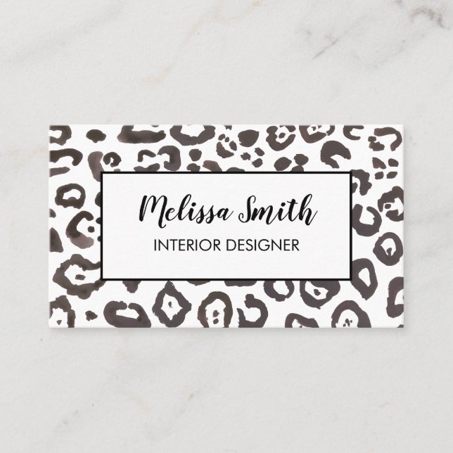 Interior Design Leopard Print Business Card (Front)