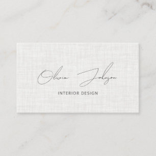 Interior Design Modern Linen Effect Business Card