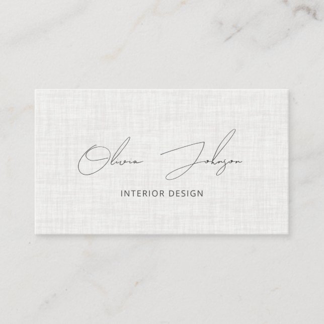 Interior Design Modern Linen Effect Business Card (Front)