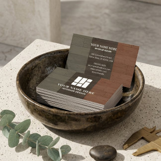 Interior Design Modern Wood Texture Aesthetic Business Card