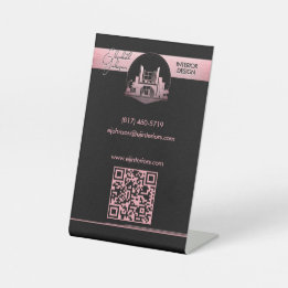 Interior Design or Architect Logo Black and Rose Pedestal Sign