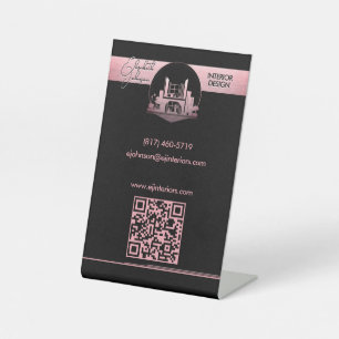 Interior Design or Architect Logo Black and Rose  Pedestal Sign