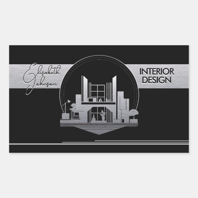 Interior Design or Architect Logo Black and Steel Sticker (Front)