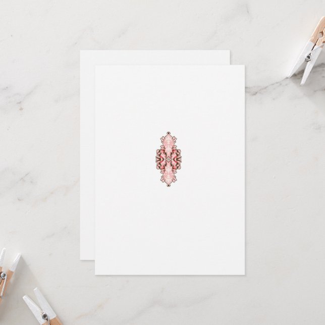 interior design wallpaper red flowers, white backg invitation (Front/Back In Situ)