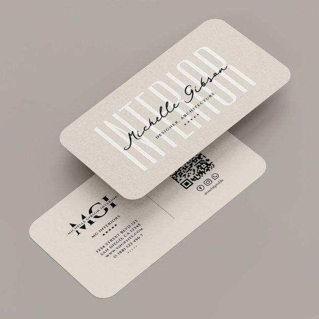 Interior Designer Architecture Elegant Sand Beige Business Card (Interior Designer Architecture Elegant Sand Beige Business Card
)
