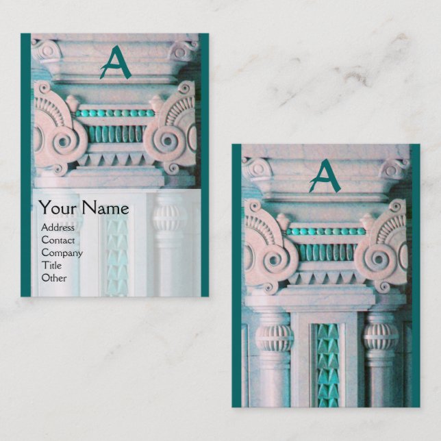 INTERIOR DESIGNER,ARCHITECTURE Monogram,Green Business Card (Front/Back)