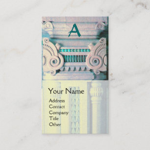 INTERIOR DESIGNER,ARCHITECTURE Monogram White Teal Business Card
