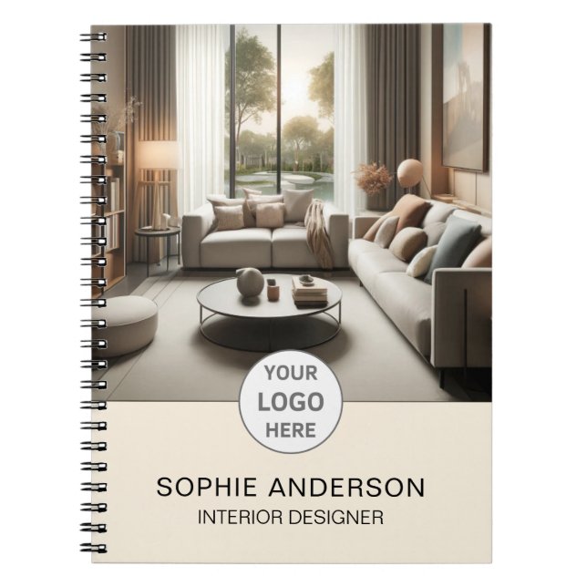Interior Designer Business Logo Photo Professional Notebook (Front)