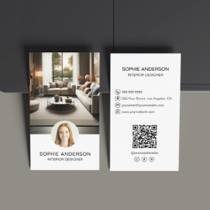 Interior Designer Custom Photo QR Social Media Business Card