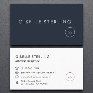Interior Designer Luxury Navy Blue Modern Elegant Business Card