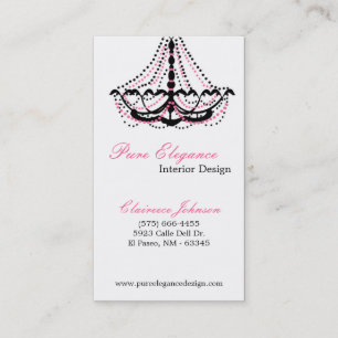 Interior Designer Pink Chandelier Business Card
