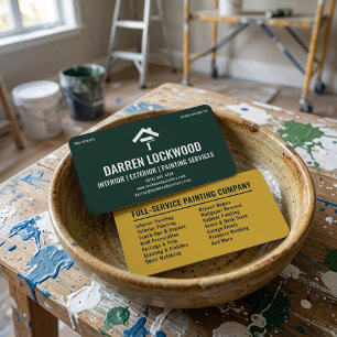 Interior Exterior Painter Modern Green & Yellow Business Card