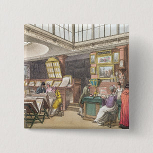 Interior from Ackermann's 'Repository of Arts, Lit 2 Inch Square Button