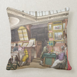 Interior from Ackermann's 'Repository of Arts, Lit Throw Pillow
