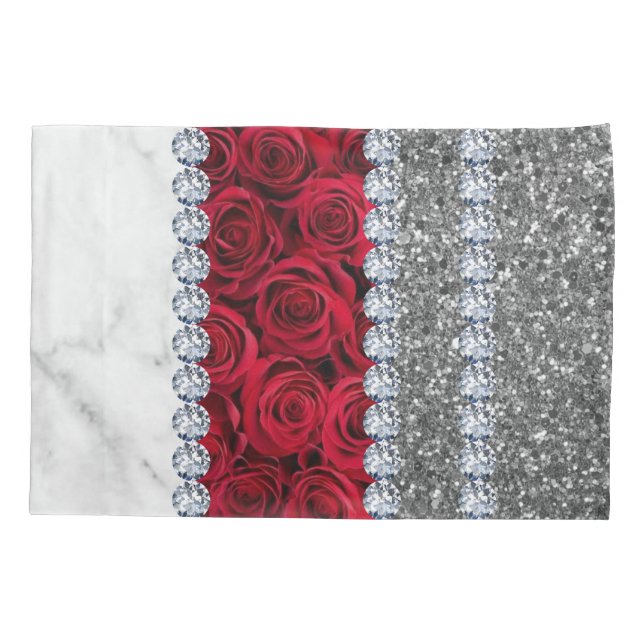 Interior Glitter Chic Gold Home Rose  Pillowcase (Back)