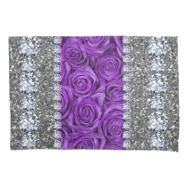 Interior Glitter Chic Silver Home Rose Marble Pillowcase (Front)