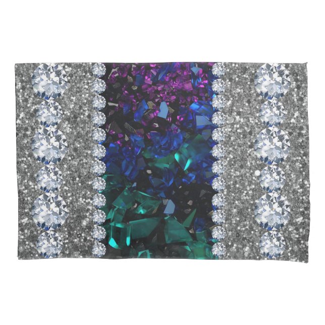 Interior Glitter Chic Silver Home Rose Marble Pillowcase (Front)