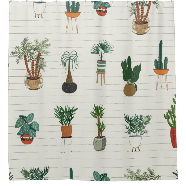 interior home plants seamless hand drawn pattern (Front)