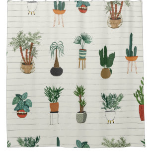 interior home plants seamless hand drawn pattern