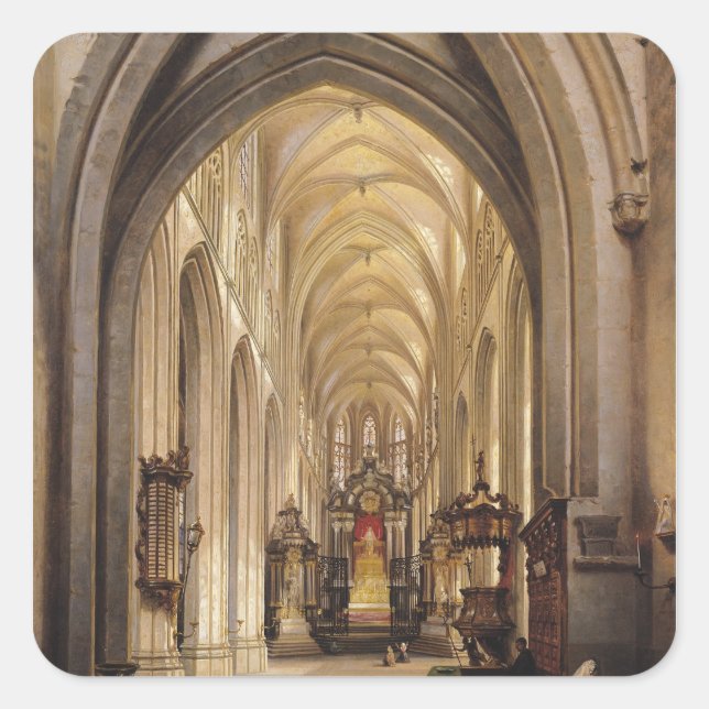Interior of a Church, 1840 Square Sticker (Front)