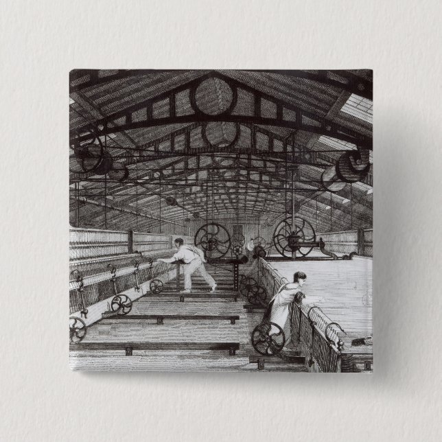 Interior of a Cotton Mill 2 Inch Square Button (Front)