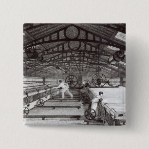 Interior of a Cotton Mill 2 Inch Square Button